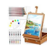 Без бренда «Набор подарочный «Две картинки» 27 предметов: этюдник 35 см из бука, краски акрил 12x12 мл, 2 холста 22x30 на мдф, 10 кистей, мастихин, палитра» в Кургане в интернет-магазине Без бренда «Набор подарочный «Две картинки» 27 предметов: этюдник 35 см из бука, краски акрил 12x12 мл, 2 холста 22x30 на мдф, 10 кистей, мастихин, палитра» в Кургане