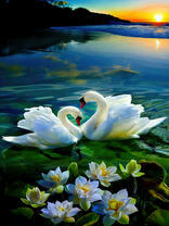 Без бренда «Пара белых лебедей на воде (20шт)» в Кургане