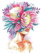 Без бренда «Портрет девушка с оригинальными цветами на голове» в Кургане