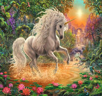 Единорог в озере с лотосами