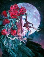 Без бренда «Девушка с розами в волосах на фоне луны» в Кургане в интернет-магазине Без бренда «Девушка с розами в волосах на фоне луны» в Кургане