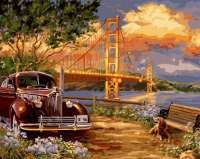 Без бренда «Американский автомобиль на фоне моста через залив» в Кургане