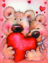 Пара мишек с сердечком