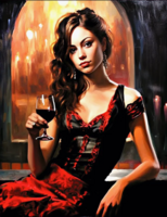 Без бренда «Обворожительная брюнетка с бокалом красного вина» в Кургане