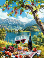 Без бренда «Винный натюрморт с бокалами, бутылкой вина, фруктами и ягодами» в Кургане в интернет-магазине Без бренда «Винный натюрморт с бокалами, бутылкой вина, фруктами и ягодами» в Кургане