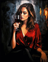 Без бренда «Девушка в красном платье с бокалом вина» в Кургане