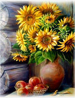 Без бренда «Кувшин с подсолнухами и корзинка с яблоками» в Кургане