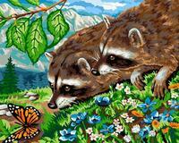 Без бренда «Еноты и бабочка на цветочной поляне» в Кургане